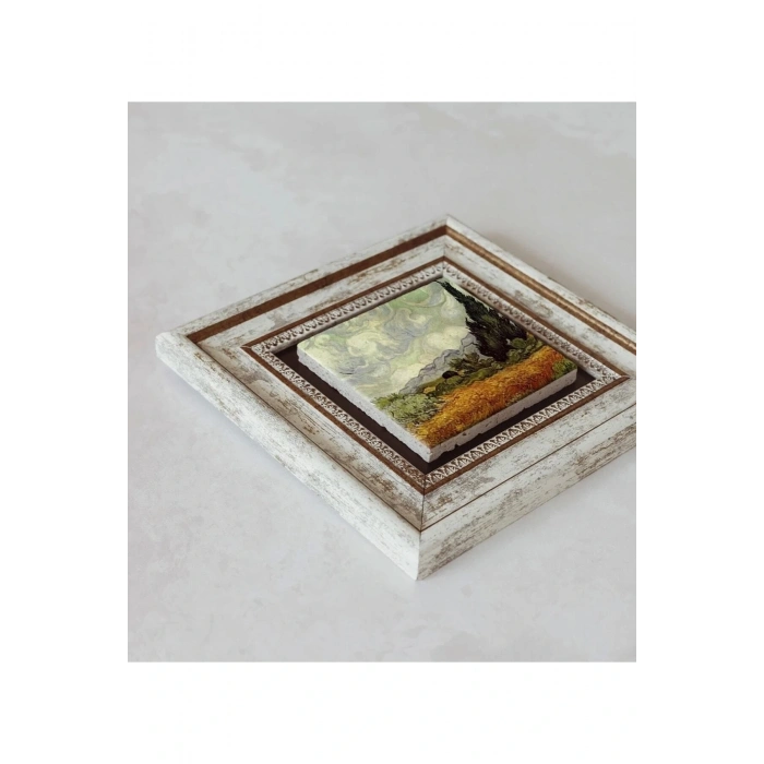 Van Gogh Çerçeveli Taş Tablo , Çerçeveli Taş Duvar Dekoru 20 cm