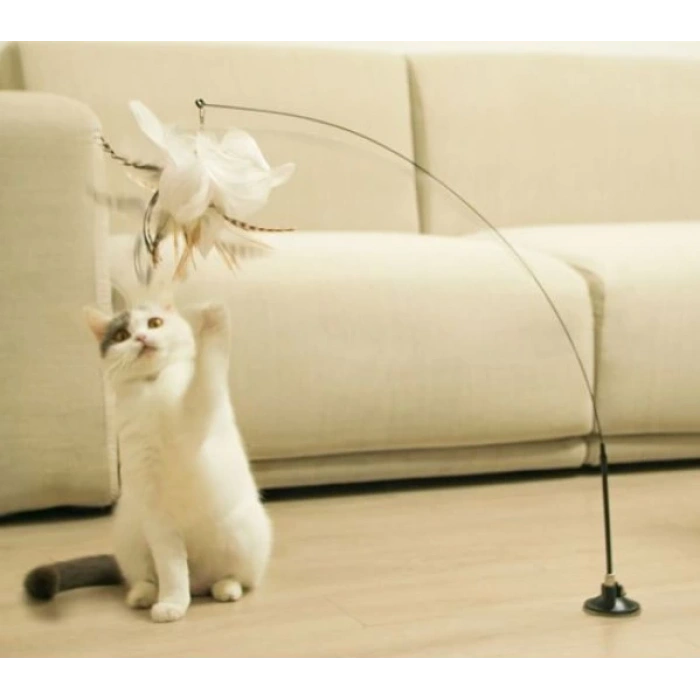 Vantuzlu Tüylü Zilli Kedi Oyun Oltası (5365)