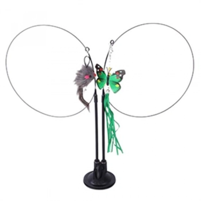 Suction Cup Feathered Bell Rod Cat Toy (5365)