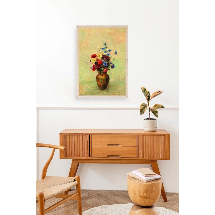 Vazoda Çiçek Ahşap Çerçeveli Tablo 17 x 23