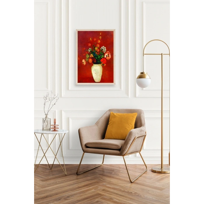 Vazoda Çiçek Ahşap Çerçeveli Tablo 30 x 42