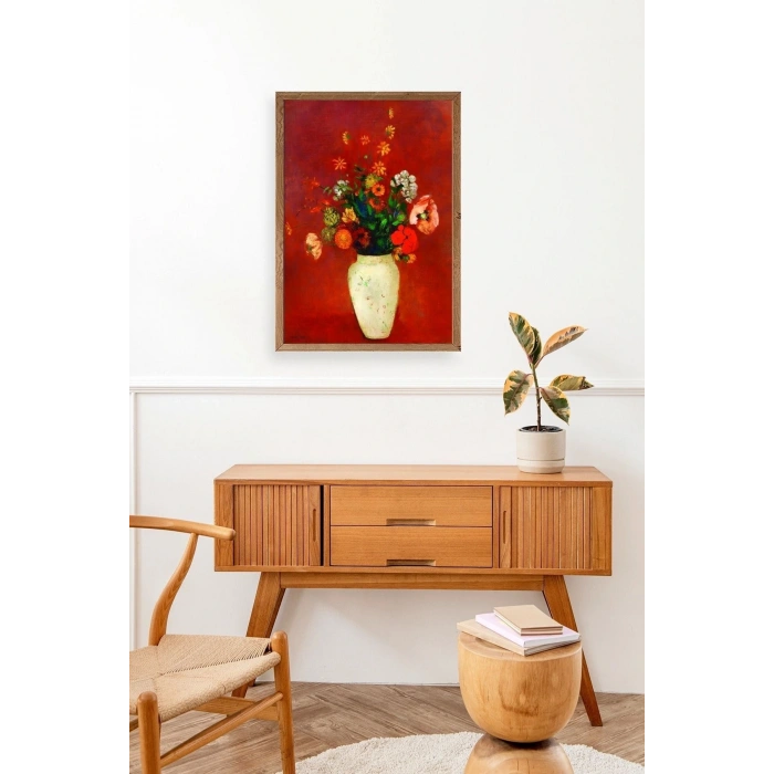 Vazoda Çiçek Ahşap Çerçeveli Tablo 30 x 42