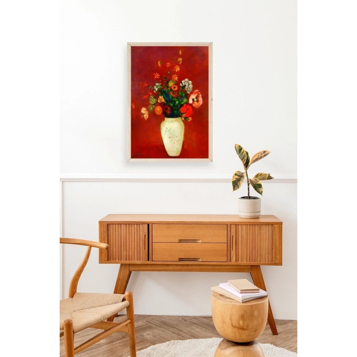 Vazoda Çiçek Ahşap Çerçeveli Tablo 50 x 70