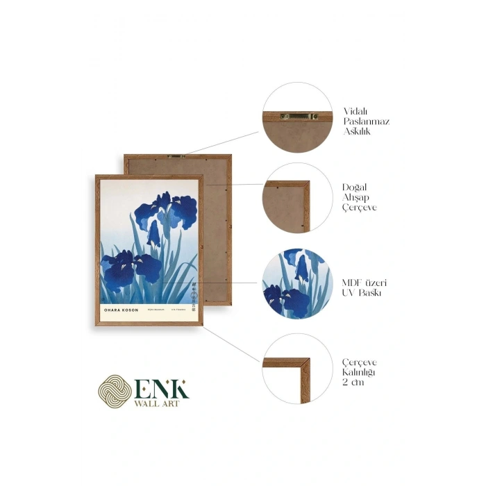 Vazodaki Çiçekler Üçlü Ahşap Çerçeveli Tablo 30 x 40