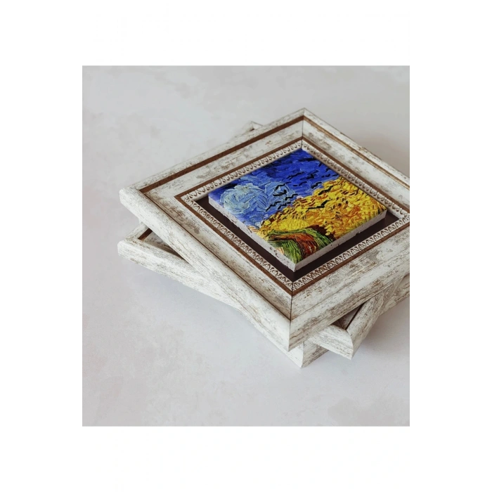 Vincent Van Gogh 3lü Çerçeveli Taş Tablo , Çerçeveli Taş Duvar Dekoru 20 cm