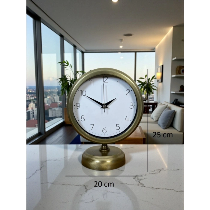 Vintage 25 x 20 Cm Sade Metal Masa Saati