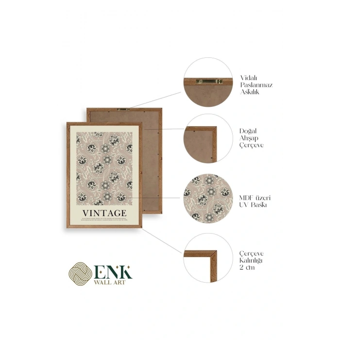 Vintage Ahşap Çerçeveli Tablo 23 x 30