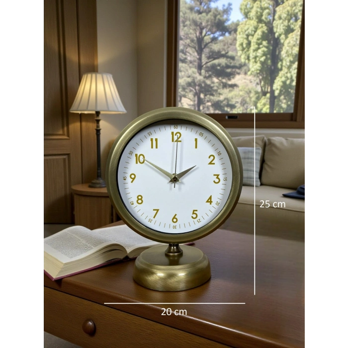 Vintage Luxury 25 x 20 Cm Aged Metal Desk Clock