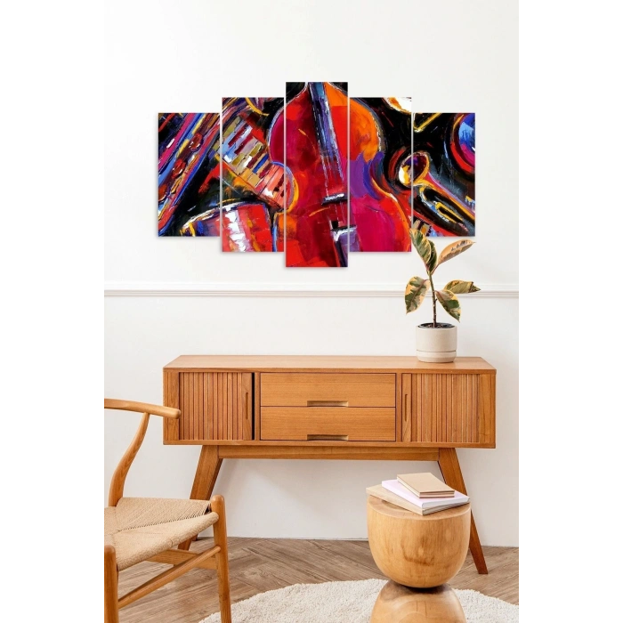 Viole Manzarası 5 Parçalı Mdf Tablo 60 x 100