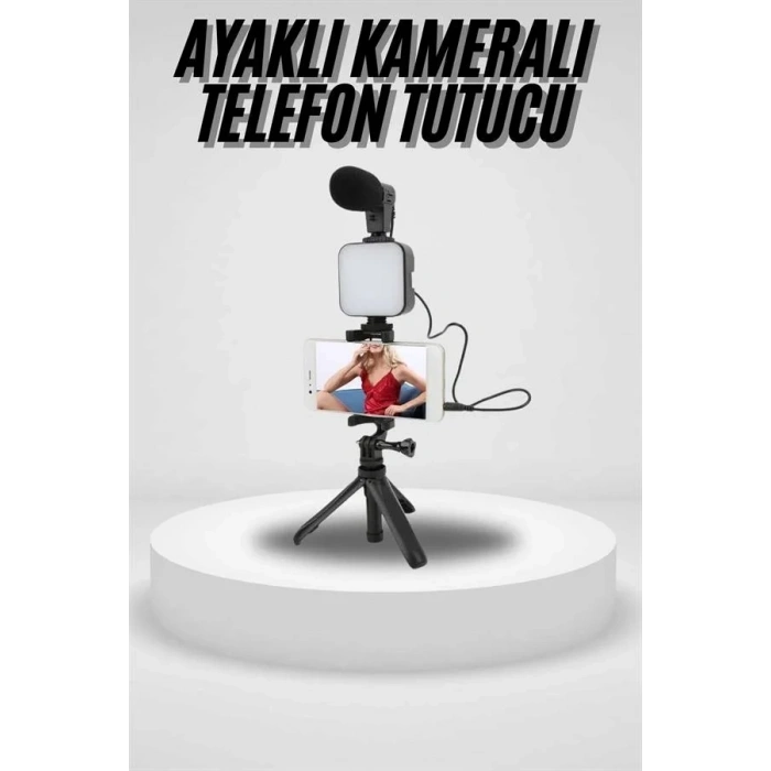 Vlog Çekimi İçin Mini Tripod Ve Mikrofon Seti