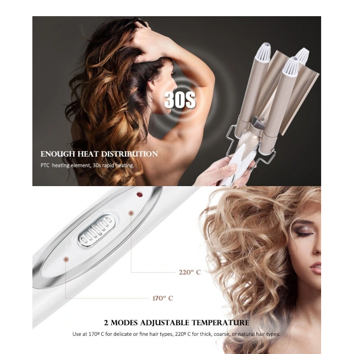 Wag Su Dalgası Saç Maşası 220 Derece 25 Mm Kalın Bukle (5365)