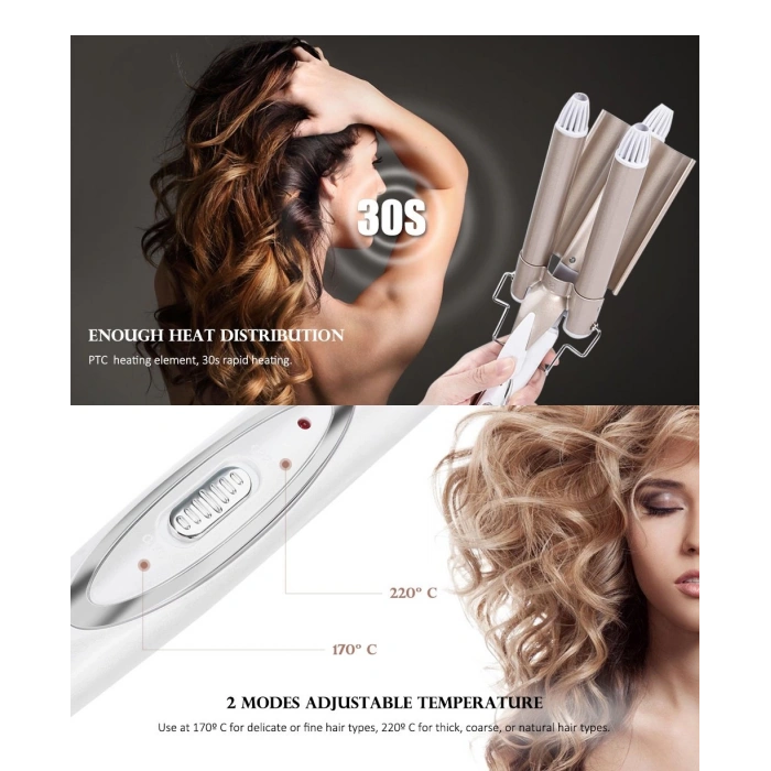 Wag Su Dalgası Saç Maşası 220 Derece 25 Mm Kalın Bukle (5365)