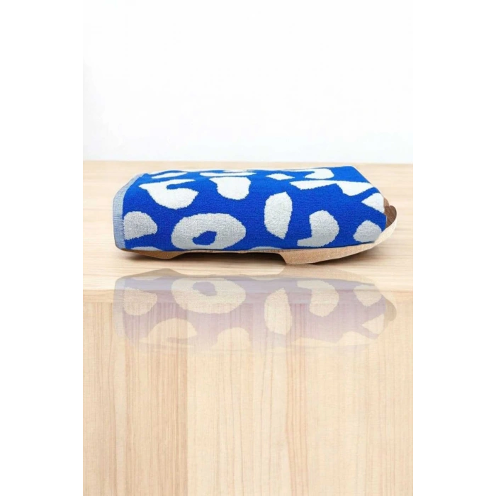 Wild Blue 90x150 cm Desenli Mavi-Beyaz %100 Pamuklu Banyo Havlusu