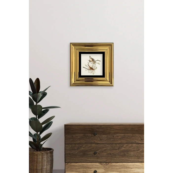 Yabani Dal Serçe Çerçeveli Taş Tablo 20 cm