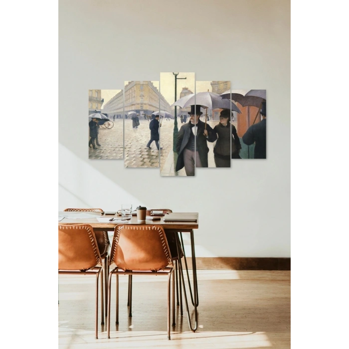 Yağmur ve İnsanlar 5 Parçalı Mdf Tablo 60 x 100