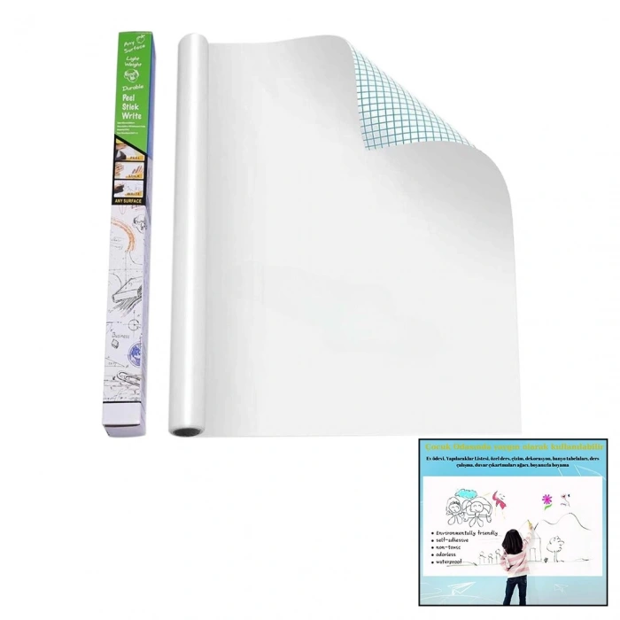 YAPIŞKANLI BEYAZ TAHTA PVC FOLYO STİCKER - KALEM 60X200CM (5365)