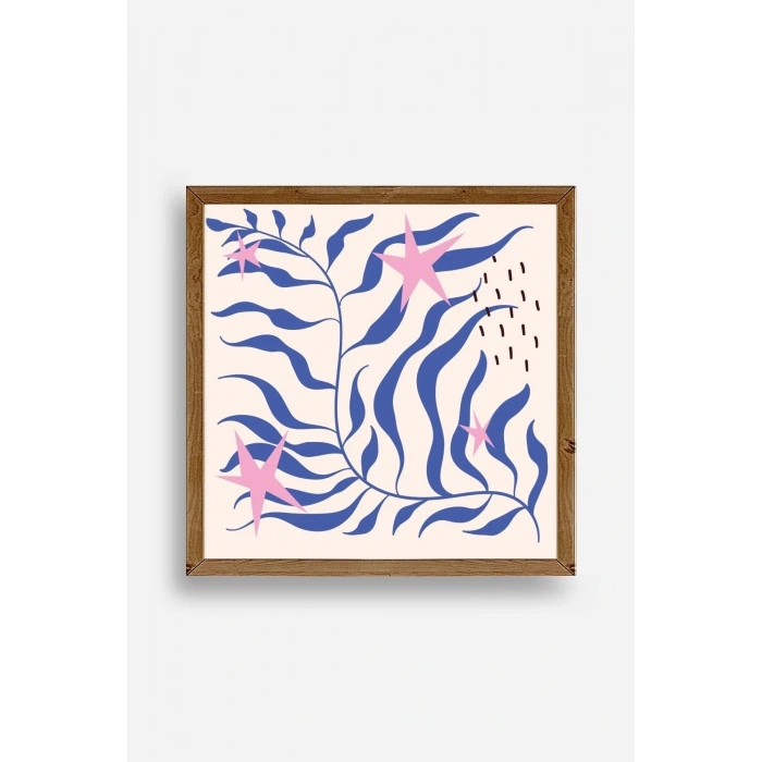 Yaprak Ahşap Çerçeveli Tablo 23 x 23