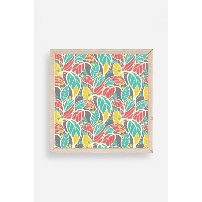 Yaprak Ahşap Çerçeveli Tablo 23 x 23