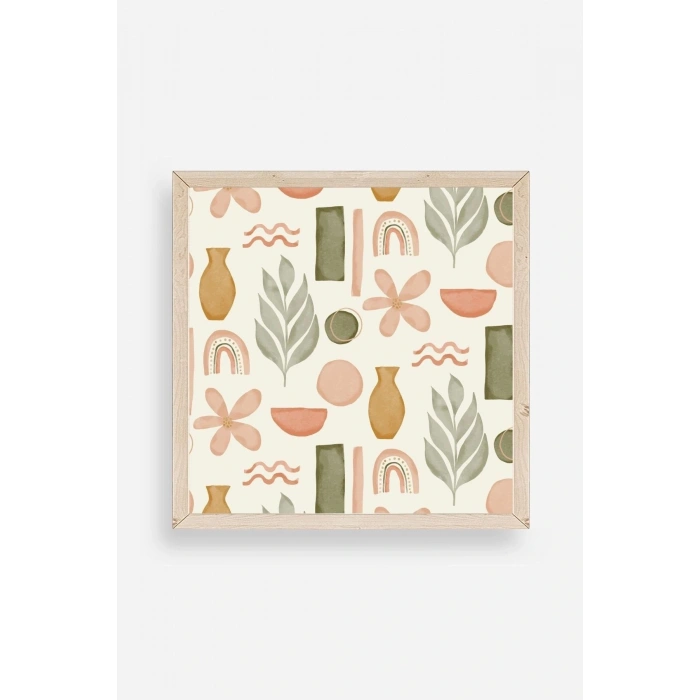 Yaprak Ahşap Çerçeveli Tablo 23 x 23