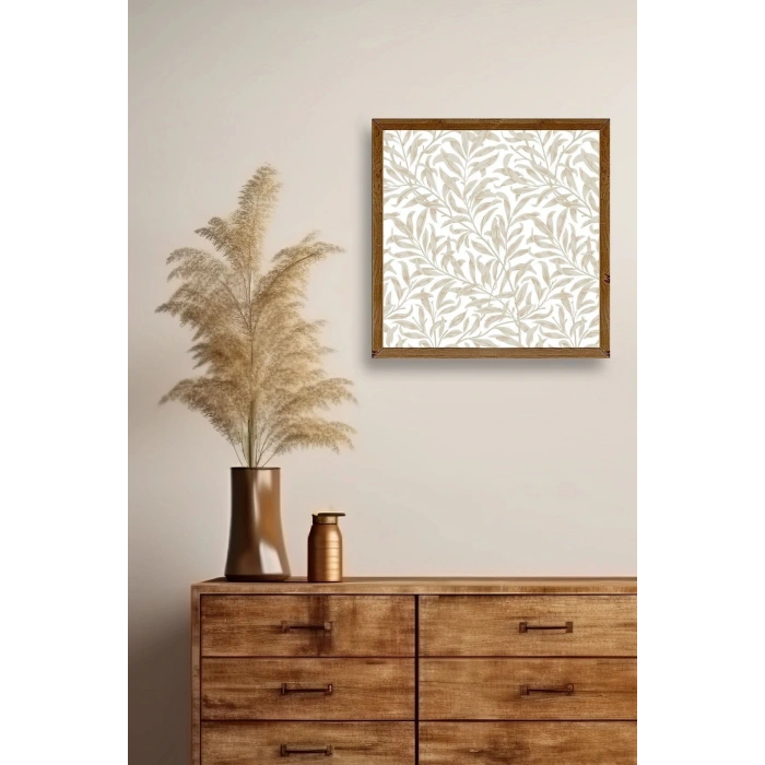 Yaprak Ahşap Çerçeveli Tablo 23 x 23