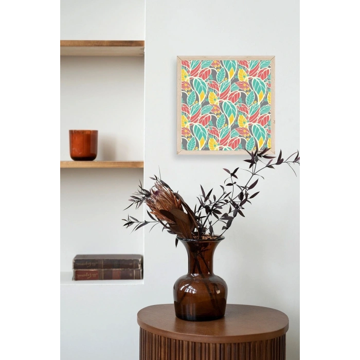 Yaprak Ahşap Çerçeveli Tablo 23 x 23