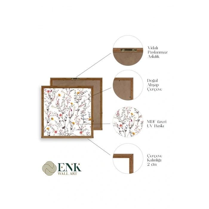 Yaprak Ahşap Çerçeveli Tablo 23 x 23