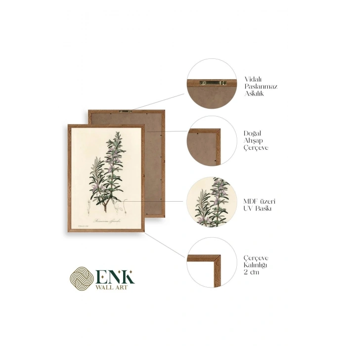 Yaprak Ahşap Çerçeveli Tablo 23 x 30