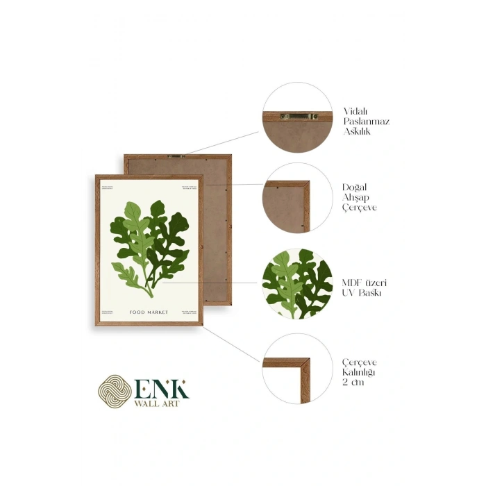 Yaprak Ahşap Çerçeveli Tablo 23 x 30