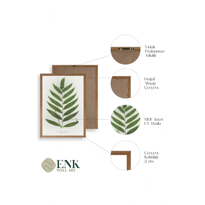 Yaprak Ahşap Çerçeveli Tablo 23 x 30