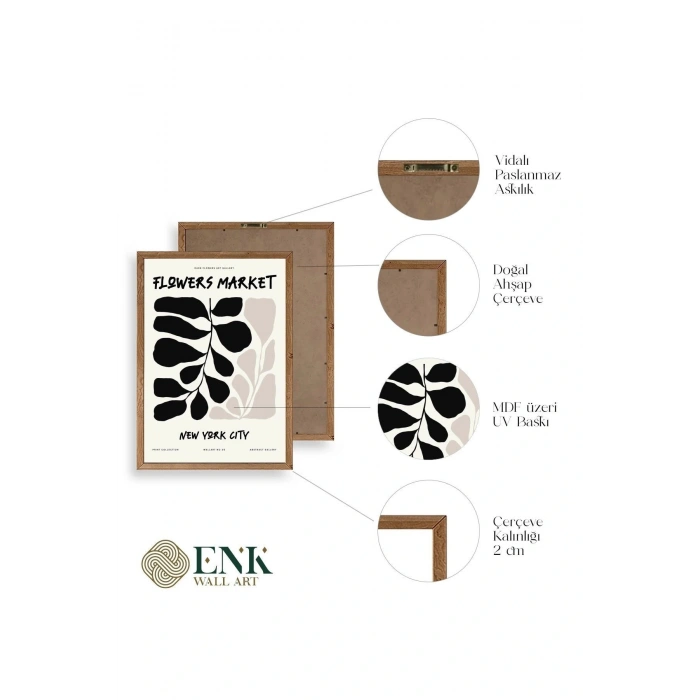 Yaprak Ahşap Çerçeveli Tablo 23 x 30