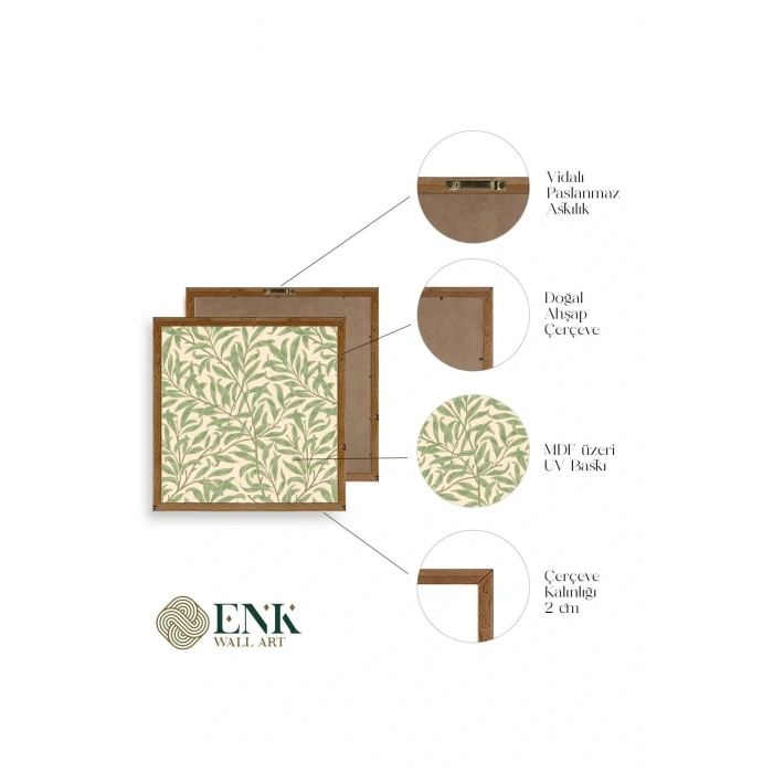Yaprak Ahşap Çerçeveli Tablo 42 x 42