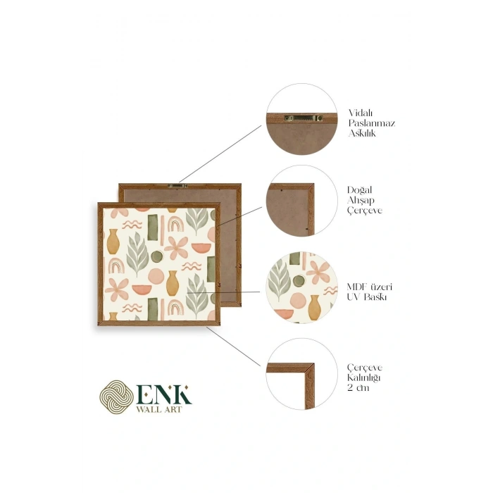Yaprak Ahşap Çerçeveli Tablo 42 x 42