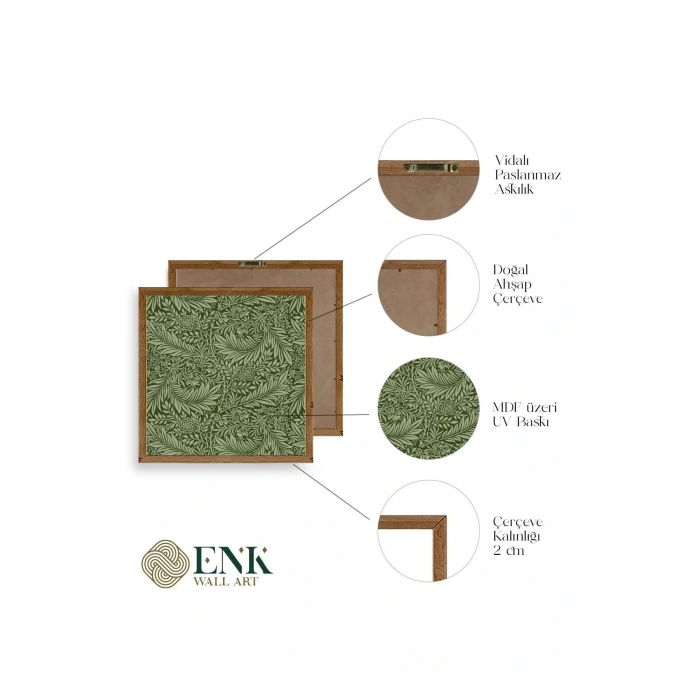 Yaprak Ahşap Çerçeveli Tablo 42 x 42