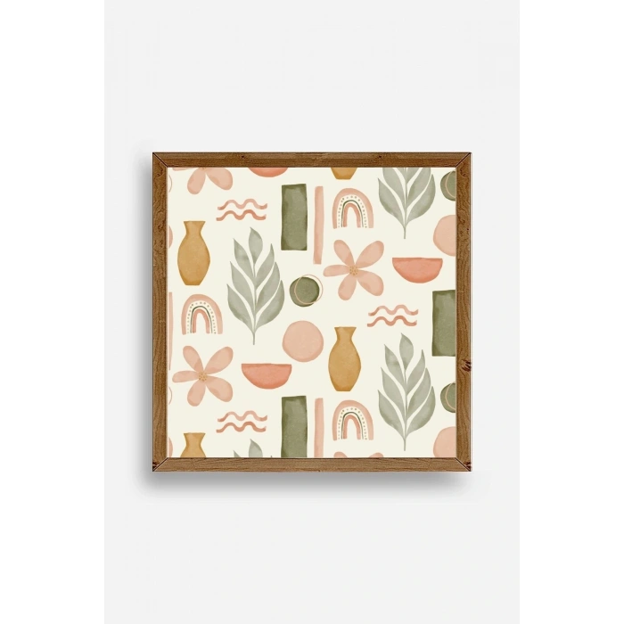Yaprak Ahşap Çerçeveli Tablo 50 x 50