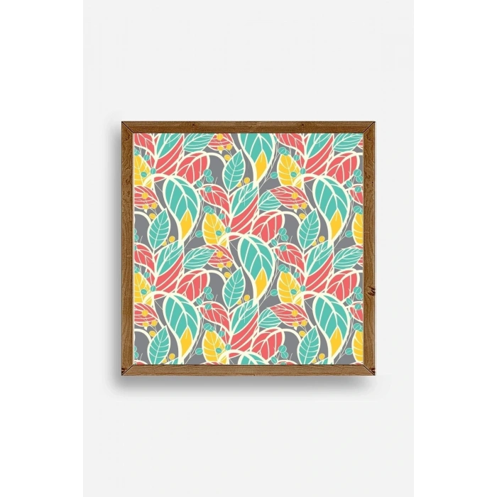 Yaprak Ahşap Çerçeveli Tablo 50 x 50