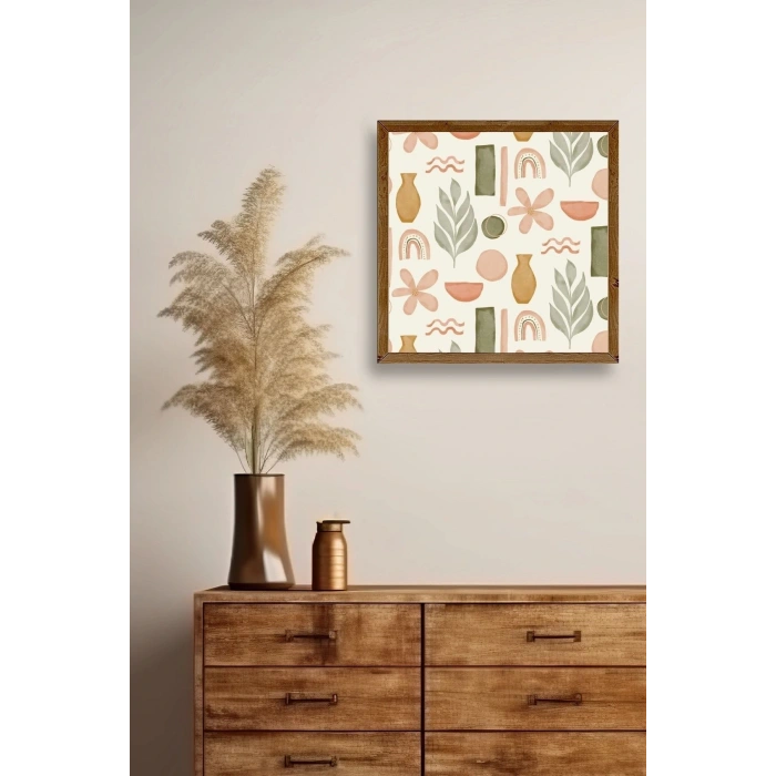 Yaprak Ahşap Çerçeveli Tablo 50 x 50