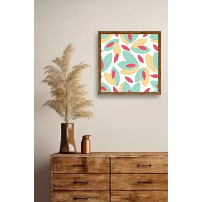 Yaprak Ahşap Çerçeveli Tablo 50 x 50