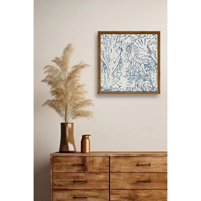 Yaprak Ahşap Çerçeveli Tablo 50 x 50