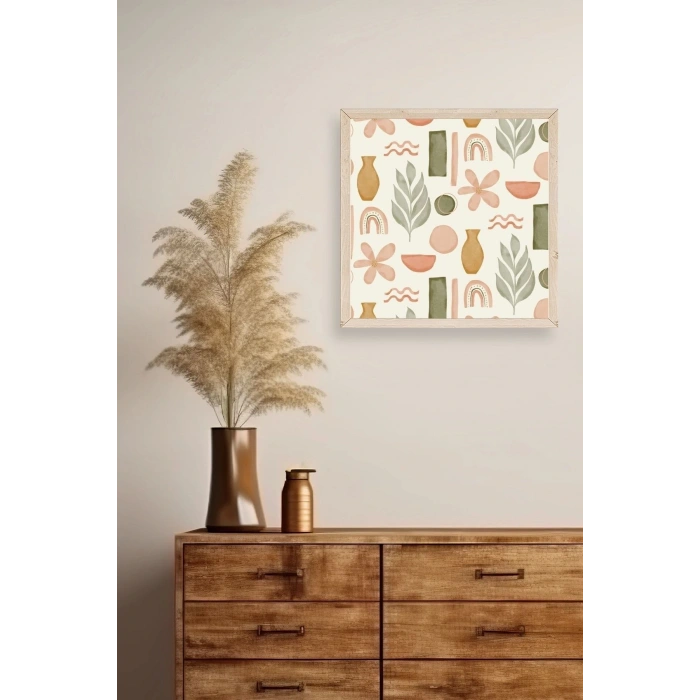 Yaprak Ahşap Çerçeveli Tablo 50 x 50