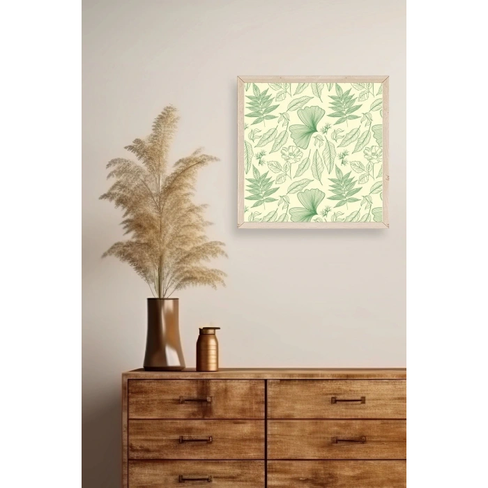 Yaprak Ahşap Çerçeveli Tablo 50 x 50