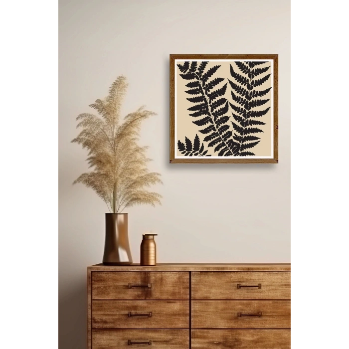 Yaprak Ahşap Çerçeveli Tablo 50 x 50