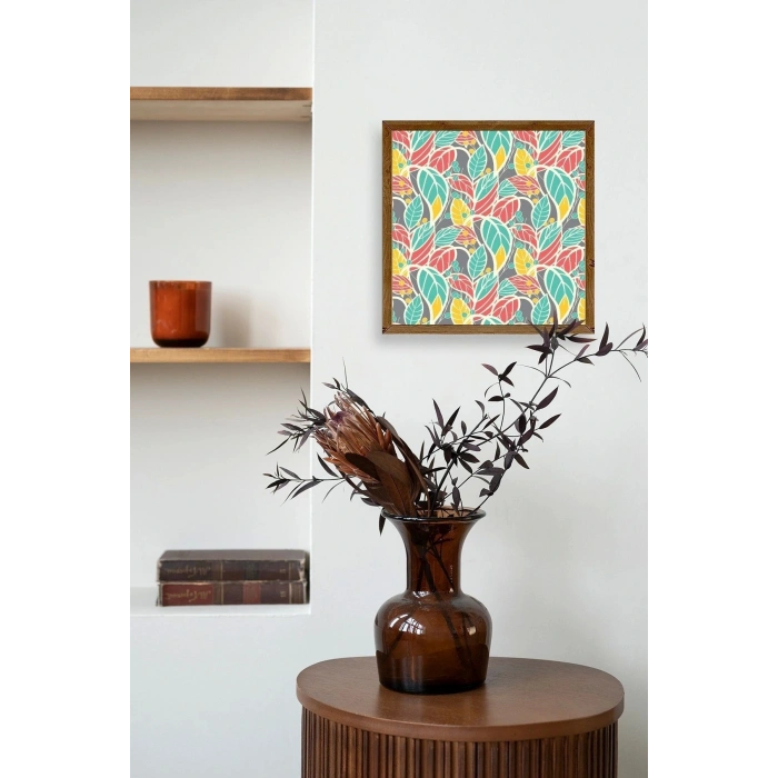 Yaprak Ahşap Çerçeveli Tablo 50 x 50