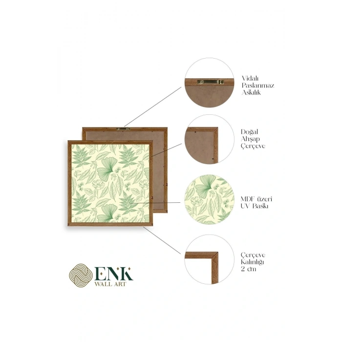 Yaprak Ahşap Çerçeveli Tablo 50 x 50
