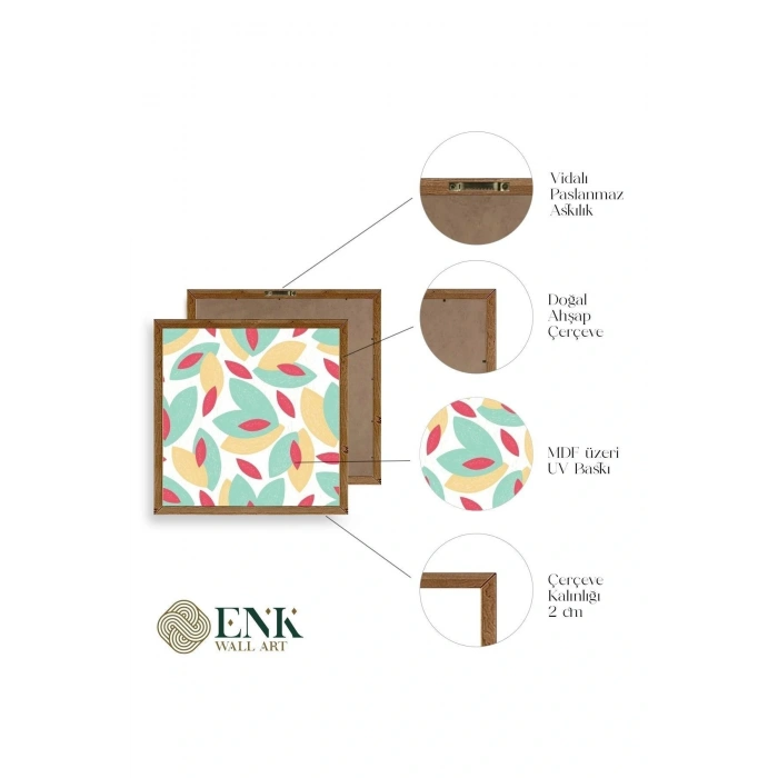 Yaprak Ahşap Çerçeveli Tablo 50 x 50