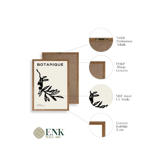 Yaprak Ahşap Çerçeveli Tablo 50 x 70