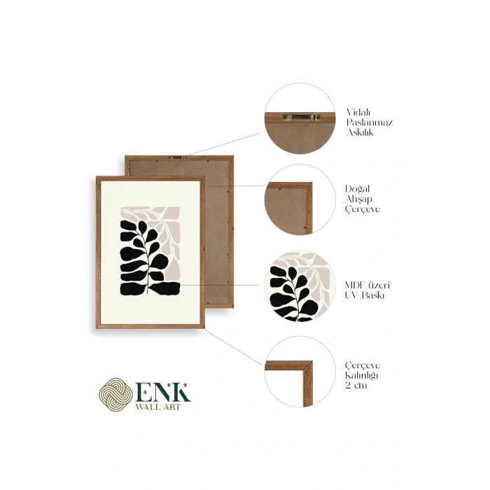 Yaprak Ahşap Çerçeveli Tablo 50 x 70