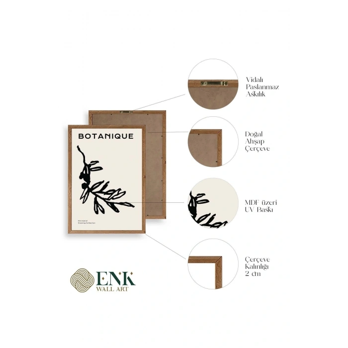 Yaprak Ahşap Çerçeveli Tablo 50 x 70