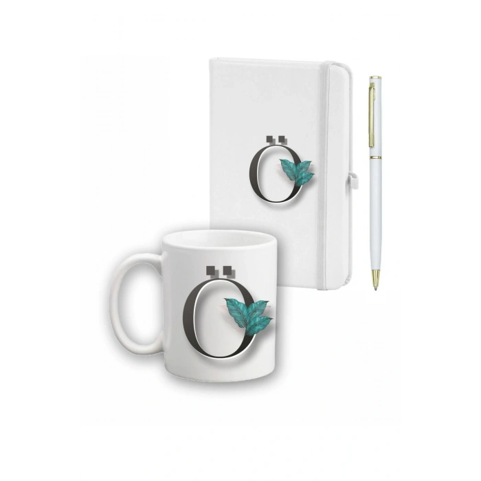 Yaprak Desen Ajanda Kupa Ve Kalem Seti