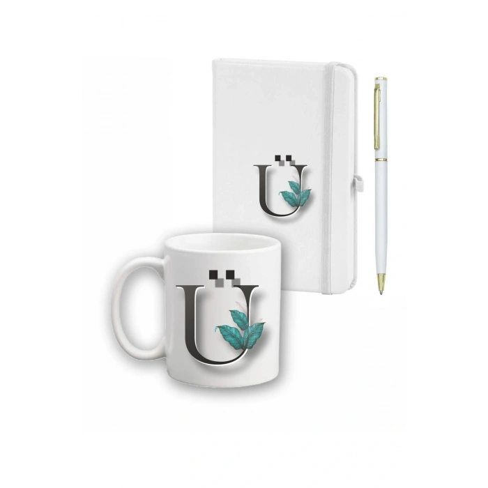 Yaprak Desen Ajanda, Kupa Ve Kalem Seti