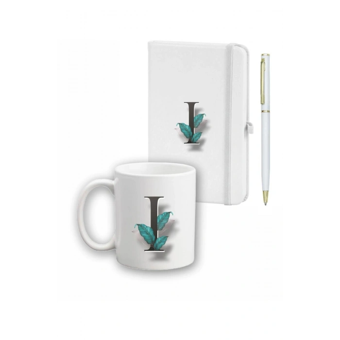 Yaprak Desen Ajanda Kupa Ve Kalem Seti